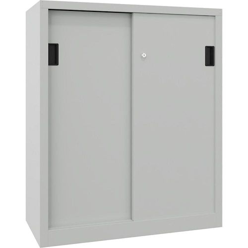 4055479224583 - Schiebetürenschrank Höhe 1200 mm Vollblechtüren BxT 1000 x 600 mm mit 2 Fachböden Tür lichtgrau kaiserkraft