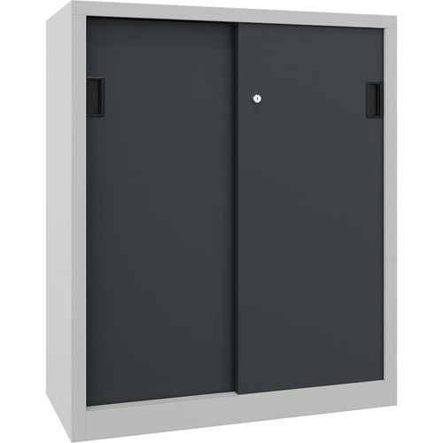 4055479221797 - Schiebetürenschrank Höhe 1200 mm Vollblechtüren BxT 1000 x 500 mm mit 2 Fachböden Tür anthrazit kaiserkraft