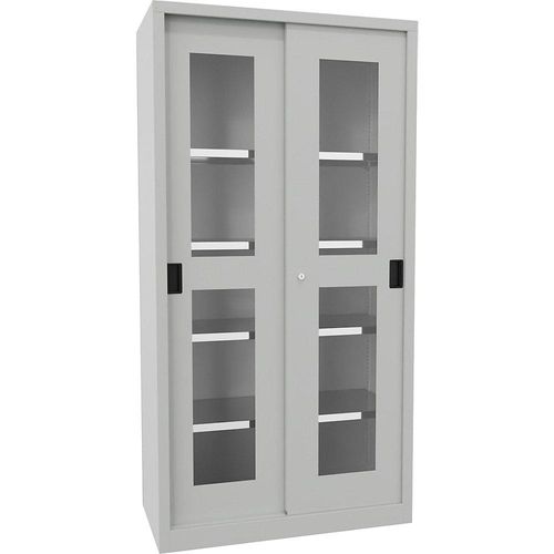 4055479002624 - Schiebetürenschrank Höhe 1950 mm Sichtfenstertüren BxT 1000 x 500 mm mit 4 Fachböden Tür lichtgrau kaiserkraft 4055479002624 - Schiebetürenschrank Höhe 1950 mm Sichtfenstertüren BxT 1000 x 500 mm mit 4 Fachböden Tür lichtgrau kaiserkraft