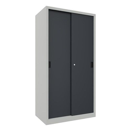 4055479250575 - Schiebetürenschrank Höhe 1950 mm Vollblechtüren BxT 1000 x 600 mm mit 4 Fachböden Tür anthrazit kaiserkraft