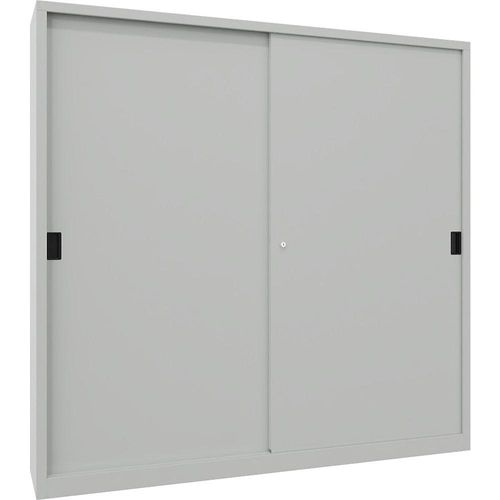 4055479262004 - Schiebetürenschrank Höhe 1950 mm Vollblechtüren BxT 2000 x 400 mm mit Trennwand und 2 x 4 Fachböden Tür lichtgrau kaiserkraft