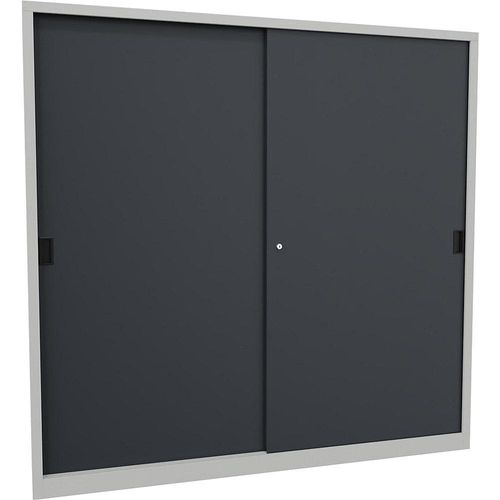 4055479262097 - Schiebetürenschrank Höhe 1950 mm Vollblechtüren BxT 2000 x 400 mm mit Trennwand und 2 x 4 Fachböden Tür anthrazit kaiserkraft