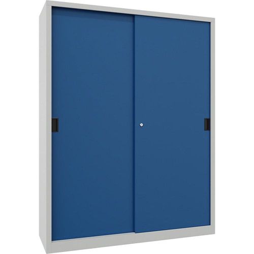 4055955128411 - Schwerlast-Schiebetürenschrank Höhe 1950 mm Vollblechtüren BxT 1500 x 500 mm mit Trennwand und 2 x 4 Fachböden Tür enzianblau kaiserkraft 4055955128411 - Schwerlast-Schiebetürenschrank Höhe 1950 mm Vollblechtüren BxT 1500 x 500 mm mit Trennwand und 2 x 4 Fachböden Tür enzianblau kaiserkraft