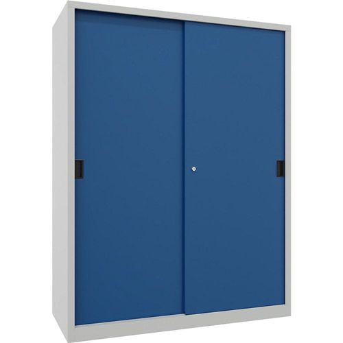 4055955128572 - Schwerlast-Schiebetürenschrank Höhe 1950 mm Vollblechtüren BxT 1500 x 600 mm mit Trennwand und 2 x 4 Fachböden Tür enzianblau kaiserkraft 4055955128572 - Schwerlast-Schiebetürenschrank Höhe 1950 mm Vollblechtüren BxT 1500 x 600 mm mit Trennwand und 2 x 4 Fachböden Tür enzianblau kaiserkraft