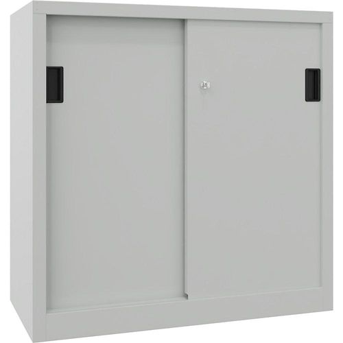 4055479195760 - Schiebetürenschrank Höhe 1000 mm Vollblechtüren BxT 1000 x 500 mm mit 2 Fachböden Tür lichtgrau kaiserkraft