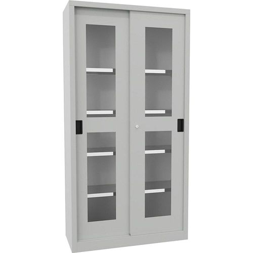 4055479002617 - Schiebetürenschrank Höhe 1950 mm Sichtfenstertüren BxT 1000 x 400 mm mit 4 Fachböden Tür lichtgrau kaiserkraft