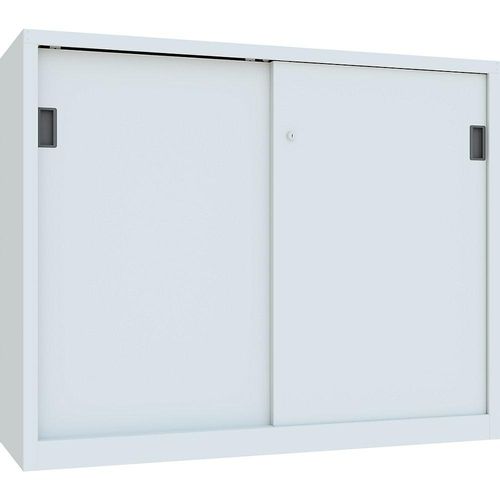 4055479230348 - Schiebetürenschrank Höhe 1200 mm Vollblechtüren BxT 1500 x 500 mm mit Trennwand und 2 x 2 Fachböden Tür lichtgrau kaiserkraft