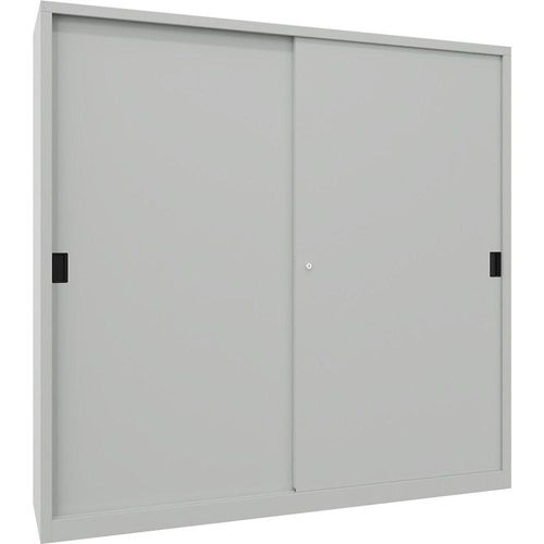4055479264879 - Schiebetürenschrank Höhe 1950 mm Vollblechtüren BxT 2000 x 500 mm mit Trennwand und 2 x 4 Fachböden Tür lichtgrau kaiserkraft