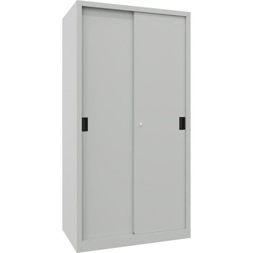 4055479250483 - Schiebetürenschrank Höhe 1950 mm Vollblechtüren BxT 1000 x 600 mm mit 4 Fachböden Tür lichtgrau kaiserkraft