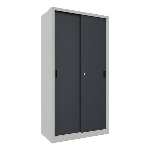 4055479247704 - Schiebetürenschrank Höhe 1950 mm Vollblechtüren BxT 1000 x 500 mm mit 4 Fachböden Tür anthrazit kaiserkraft