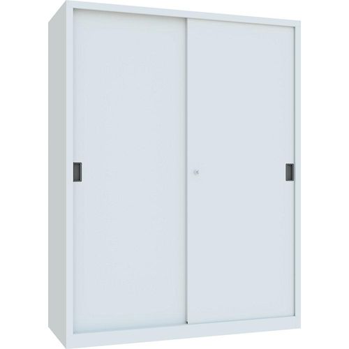 4055479259097 - Schiebetürenschrank Höhe 1950 mm Vollblechtüren BxT 1500 x 600 mm mit Trennwand und 2 x 4 Fachböden Tür lichtgrau kaiserkraft 4055479259097 - Schiebetürenschrank Höhe 1950 mm Vollblechtüren BxT 1500 x 600 mm mit Trennwand und 2 x 4 Fachböden Tür lichtgrau kaiserkraft