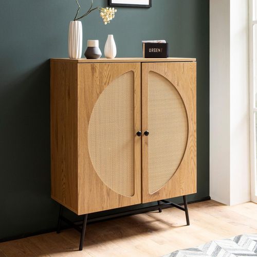 4251757723629 - Sideboard 80x103x39 cm Highboard Eiche-Dekor mit Rattan Geflecht Modern Hoher Kommodenschrank Standschrank mit 2 Türen Kommode Anrichte 4251757723629 - Sideboard 80x103x39 cm Highboard Eiche-Dekor mit Rattan Geflecht Modern Hoher Kommodenschrank Standschrank mit 2 Türen Kommode Anrichte