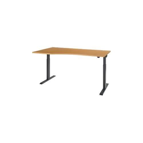 4251898820805 - Select Schreibtisch ERGO-T 20 elektrisch höhenverstellbar Freiform Ansatz links T-Fuß B 1800 x H 715-1205 mm Buche anthrazit