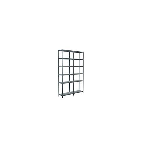 4004514122988 - Steckregal Stecksystem Grund- und Anbauregal silber (silberfarben) B140cm H230cm T35cm Stahl Regale Metall verzinkt 2300x1400x350 mm 12 Böden