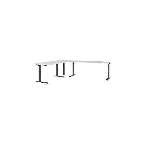 4005949792159 - Eckschreibtisch Agenda mechanisch höhenverstellbar B 2600 x T 2200 x H 680-910 mm Lichtgrau Schwarz