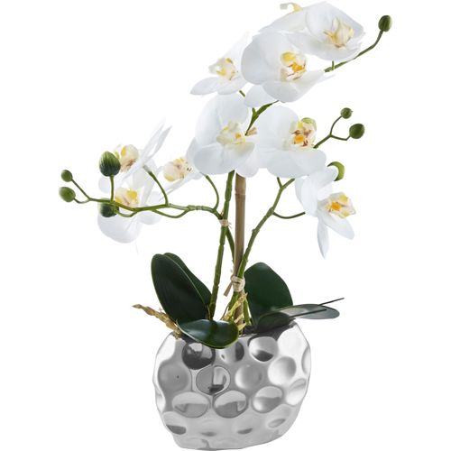 4003529109274 - Kunstpflanze Orchidee bunt (weiß silberfarben) B13cm H38cm T65cm Kunststoff Polyester Keramik Kunstpflanzen Kunstpflanze Kunstorchidee im Topf Bestseller über 2500 45-Sterne-Bewertungen