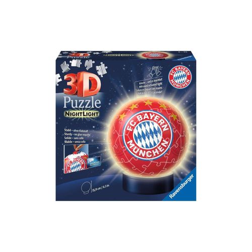 4005556121779 - Ravensburger Puzzle - Ravensburger 3D Puzzle 12177 - Nachtlicht Puzzle-Ball FC Bayern München - 72 Teile - ab 6 Jahren LED Nachttischlampe mit Klatsc 4005556121779 - Ravensburger Puzzle - Ravensburger 3D Puzzle 12177 - Nachtlicht Puzzle-Ball FC Bayern München - 72 Teile - ab 6 Jahren LED Nachttischlampe mit Klatsc