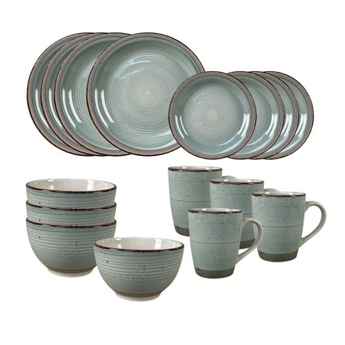 4255701934154 - 16-teiliges Tafelservice aus Keramik Grün