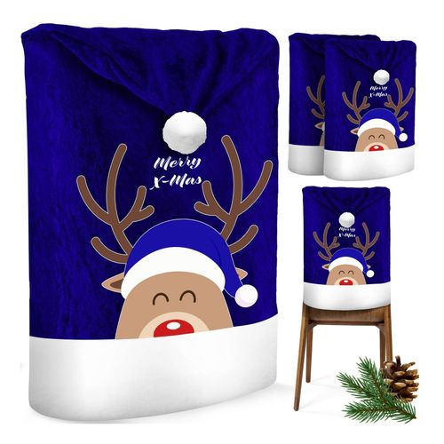 4255598329484 - KESSER® Premium Weihnachtsstuhlüberzug Set Stuhlhussen für Weihnachten Nikolausmütze Stuhlbezug Husse Weihnachtsdeko für Stühle Überzieher - Stuhlabdeckung im weihnachtlichen Design