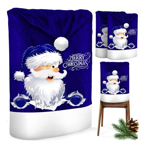 4255598329477 - KESSER® Premium Weihnachtsstuhlüberzug Set Stuhlhussen für Weihnachten Nikolausmütze Stuhlbezug Husse Weihnachtsdeko für Stühle Überzieher - Stuhlabdeckung im weihnachtlichen Design