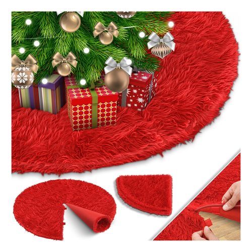 4255598302043 - KESSER® Weihnachtsbaumdecke Tannenbaum Decke Christbaumdecke Kunstfell Rund Teppich Filz Plüsch für Schnee Christbaum Weihnachtsbaum Deko Dekorationen