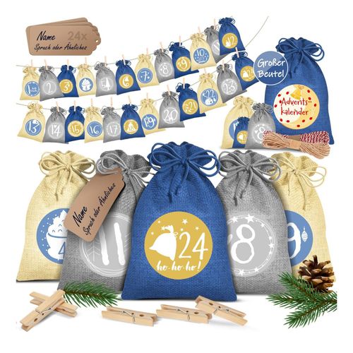 4255598302654 - KESSER® Adventskalender zum Befüllen 24 Jutebeutel Gedruckte Stoffbeutel Kinder Weihnachtskalender zum Selber Befüllen Inkl 24x Schildchen + 1 Großer Aufbewahrungsbeutel Stoff 4255598302654 - KESSER® Adventskalender zum Befüllen 24 Jutebeutel Gedruckte Stoffbeutel Kinder Weihnachtskalender zum Selber Befüllen Inkl 24x Schildchen + 1 Großer Aufbewahrungsbeutel Stoff