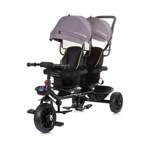 3800931055677 - Dreirad Tricycle Hip Hop zwei Kinder bis 40 kg Sitze 360° drehbar grau