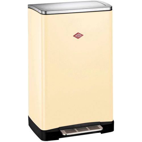 4027801207380 - Mülltrennsystem WESCO Big Double Boy Abfallsammler mit Dämpfer braun (mandel) B345cm H65cm T405cm Stahlblech Kunststoff Edelstahl Mülleimer mit Kunststoffeinsatz Edelstahldeckel mit Arretierung und Fußtritt