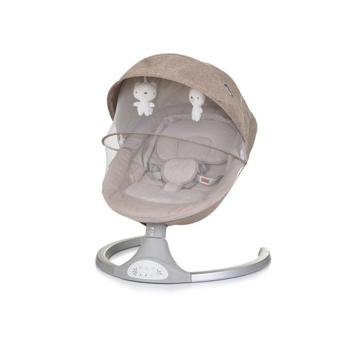 3800931058937 - Babywippe Nest Musik Fernbedienung Kissen Gurt Timer Plüschtiere beige