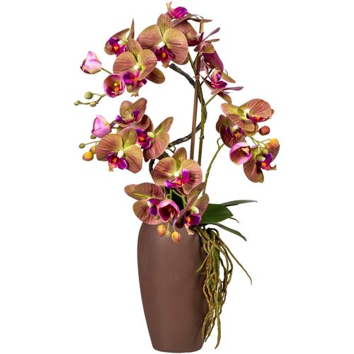 4064118137832 - Kunstorchidee CREATIV GREEN Phalaenopsisarrangement in Keramikvase bunt (grünlila) Kunstpflanzen H 70cm Obermaterial 100% Polyethylen H70cm