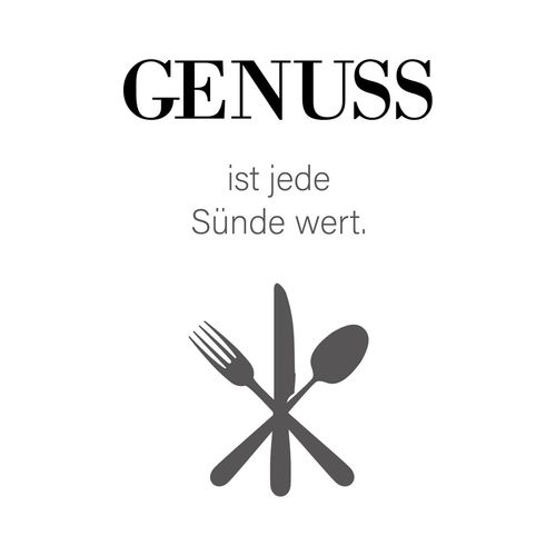 4049009357469 - Wanddekoobjekt QUEENCE GENUSS schwarz B20cm H30cm T01cm Stahl Wanddekoobjekte Stahlschild Blechschild Spruch Witzig Wanddeko retro 20x30cm