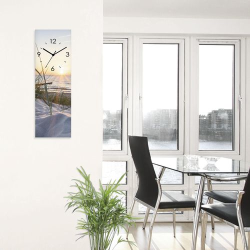 4062144286289 - Wanduhr ARTLAND Ostseestrand Wanduhren Gr B H 20 cm x 60 cm Funkuhr beige (natur) Wanduhren wahlweise mit Quarz- oder Funhuhrwerk lautlos ohne Tickgeräusche