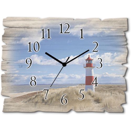 4062144357170 - Wanduhr ARTLAND Leuchtturm Sylt Wanduhren Gr B H T 40 cm x 30 cm x 06 cm Funkuhr blau Wanduhren wahlweise mit Quarz- oder Funhuhrwerk lautlos ohne Tickgeräusche