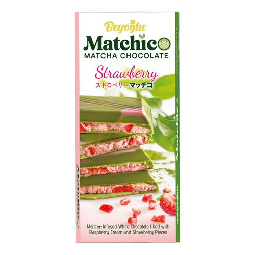 8682213102324 - Matchic Matcha Schokolade mit gefrier-getrockneten Erdbeeren 95 g - Inhalt 2 Flaschen