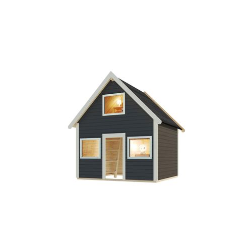 4010090931159 - Karibu Spielhaus Kalle terragrau 2 Etagen inkl Holzleiter