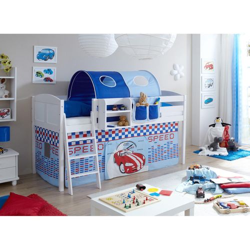 4250393875495 - TiCAA Hochbett Eric Country Kiefer Weiß Motiv