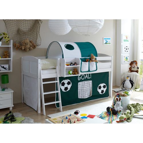 4250393875549 - TiCAA Hochbett Eric Country Kiefer Weiß Motiv