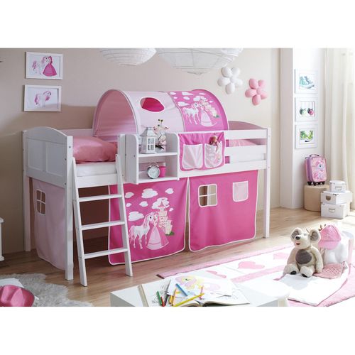 4250393875525 - TiCAA Hochbett Eric Country Kiefer Weiß Motiv