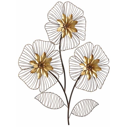 4046884044545 - Wanddekoobjekt HOFMANN LIVING AND MORE Wanddeko Blumenbouquet Wanddekoobjekte Gr B H T 64 cm x 74 cm x 4 cm goldfarben Wanddekoration Wanddekoobjekte Wanddekoration Motiv Blüten aus Metall