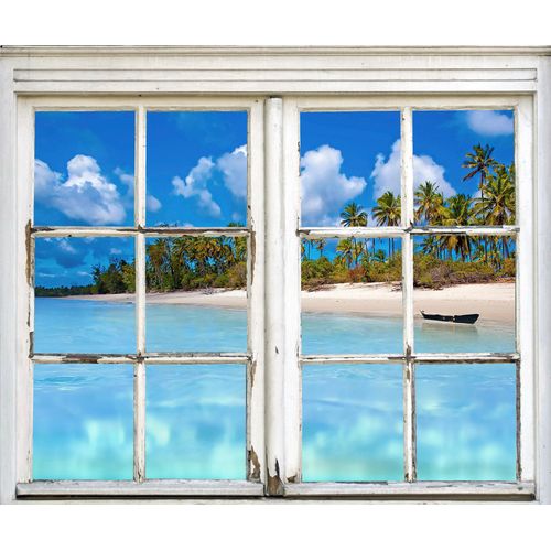 4049009360162 - Wandsticker QUEENCE Insel blau B40cm H60cm T01cm Wandtattoos Wandsticker Wandbild selbstklebend 3D Fenster