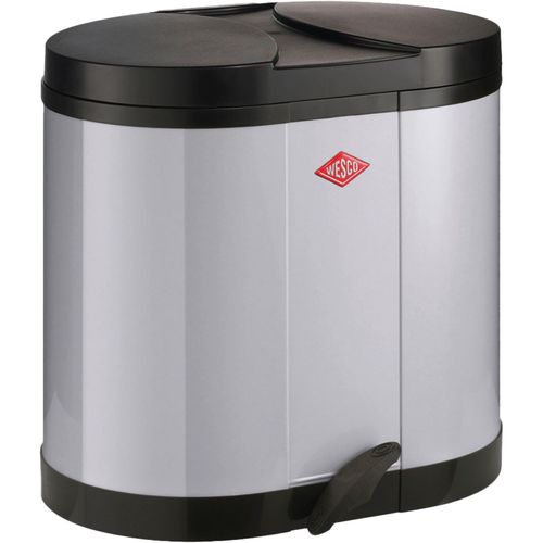 4027801208448 - Mülltrennsystem WESCO Ökosammler 170 (Beta) grau B36cm H43cm T45cm Stahlblech Kunststoff Mülleimer mit Kunststoffeinsatz Deckel und Fußtritt aus Kunststoff Bodenring