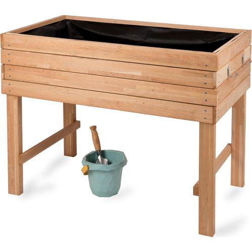 4065827150310 - WONDERMAKE® Premium Hochbeet aus Kirschbaum Holz groß für Garten Balkon Terrasse Pflanzkasten Bausatz XL hochwertig rechteckig mit Vlies-Folie Kräuterbeet Pflanzenkasten deko braun