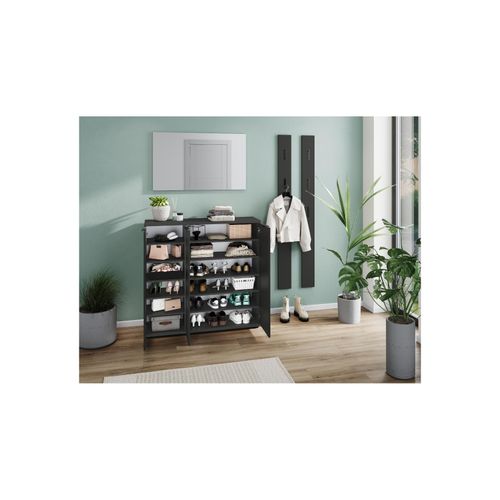 4005949360938 - Schuhschrank GERMANIA Stanton Schränke Gr B H T 113 cm x 108 cm x 37 cm 3 St grau (graphit) Schuhschränke Schuhschrank mit drei Türen