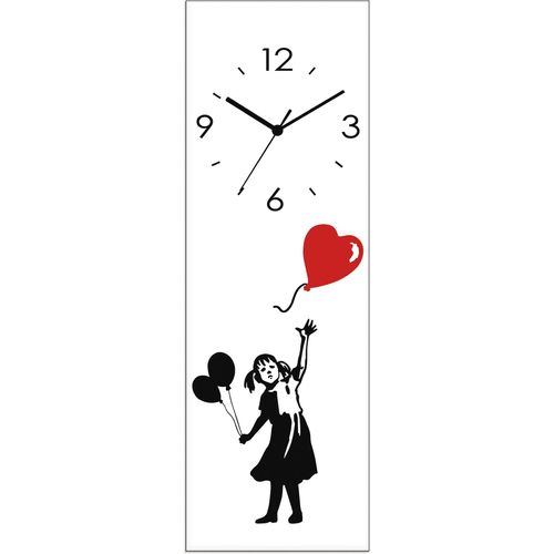 4062144605370 - Wanduhr ARTLAND Glasuhr Silhouette Mädchen Ballon Herz Wanduhren Gr B H T 20 cm x 60 cm x 18 cm Funkuhr schwarz Wanduhren wahlweise mit Quarz- oder Funhuhrwerk lautlos ohne Tickgeräusche