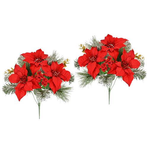 4019844814656 - Kunstblumenstrauß IGEA Bouquet Poinsettia Beeren Tannenzweige rot B33cm H45cm L33cm Polyester Kunstpflanzen 2er Set Weihnachtsblumen Weihnachtsdeko Adventsdeko Christstern Deko 4019844814656 - Kunstblumenstrauß IGEA Bouquet Poinsettia Beeren Tannenzweige rot B33cm H45cm L33cm Polyester Kunstpflanzen 2er Set Weihnachtsblumen Weihnachtsdeko Adventsdeko Christstern Deko