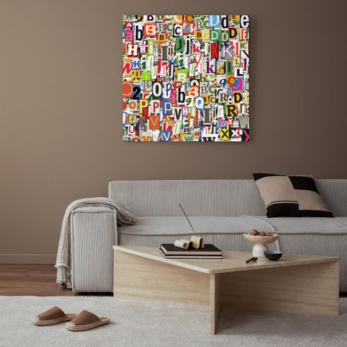 4067437130607 - XXL-Wandbild QUEENCE Akustikbild Buchstaben weiß (farbe bild(er) weiß) B70cm H70cm T25cm Polyester Bilder Einfache Akustiklösung ohne Baumaßnahme Schalldämmung Paneele