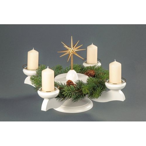 4250770403501 - Adventsleuchter ALBIN PREISSLER Weihnachtsstern Weihnachtsdeko Kerzenhalter goldfarben (weiß goldfarben) Adventskranz Kerzenständer Weihnachtsdekoration Weihnachtsgirlande Kerzen Laternen Ø 29 cm weiß inkl Tannenkranz 4250770403501 - Adventsleuchter ALBIN PREISSLER Weihnachtsstern Weihnachtsdeko Kerzenhalter goldfarben (weiß goldfarben) Adventskranz Kerzenständer Weihnachtsdekoration Weihnachtsgirlande Kerzen Laternen Ø 29 cm weiß inkl Tannenkranz