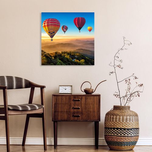 4067437130515 - XXL-Wandbild QUEENCE Akustikbild Landschaft mit Heißluftballons bunt (farbe bild(er) bunt) B70cm H70cm T25cm Polyester Bilder Einfache Akustiklösung ohne Baumaßnahme Schalldämmung Paneele