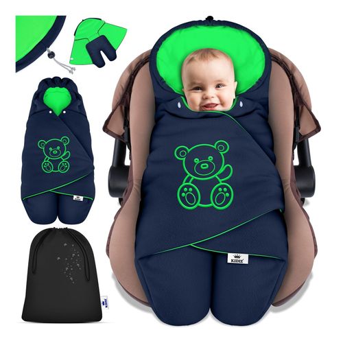 4255598305129 - KIDIZ® Baby Einschlagdecke Winter mit Kapuze +Tasche Babyeinschlagdecke Universal für Babyschale Autositz zB für Maxi-Cosi Römer für Buggy Babybett Kinderwagen & alle Gurtsysteme 3 & 5-Punkt Gurt