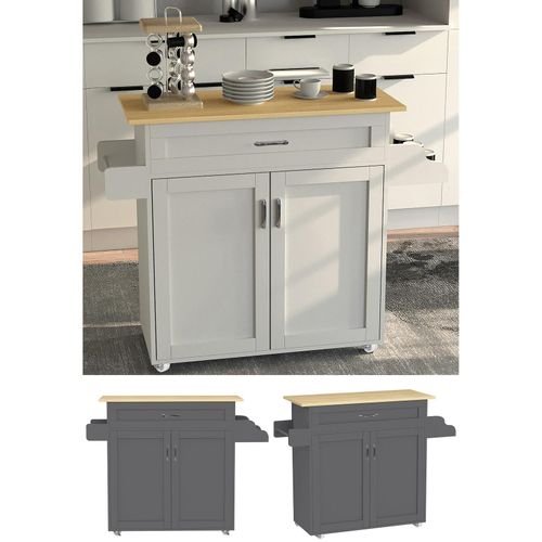 4051814442193 - Holz Küchenwagen Servierwagen Rollwagen Ablage rollbar Rollen Schublade Pastano (Farbe Anthrazit   Honig-Eiche)